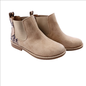 Women's Tan & Faux Snake Skin Ankle Boots Size 5.5